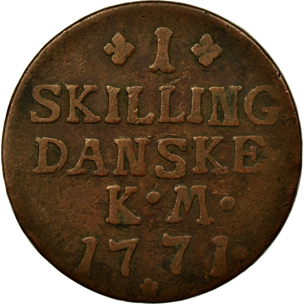 Coin, Denmark, Christian VII, Skilling, 1771, Copenhagen, VF(20-25), Copper