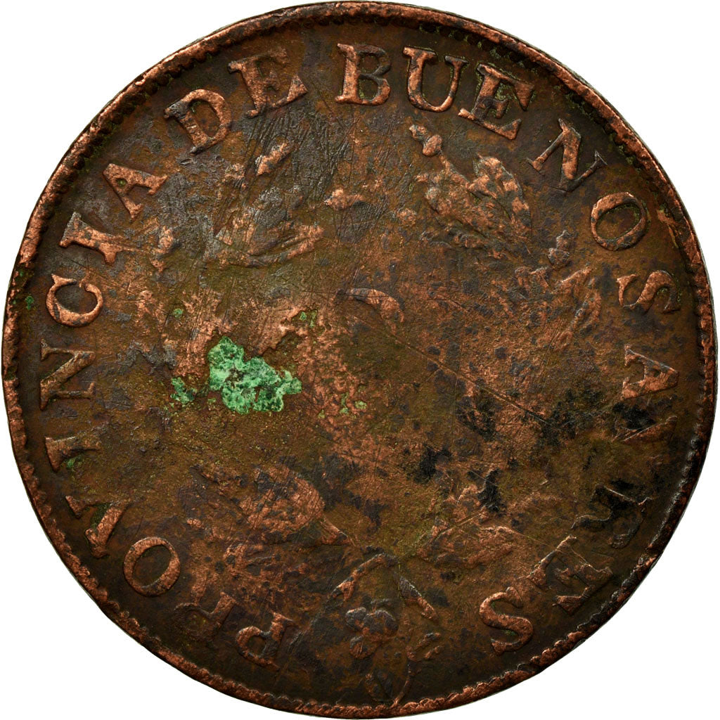 Moneta, Argentina, BUENOS AIRES, 2 Reales, 1853, Buenos Aires, F(12-15), Miedź