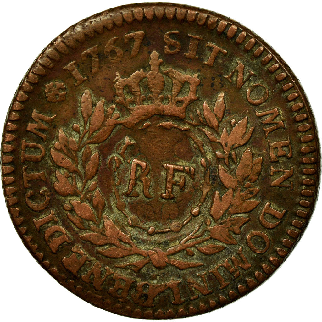 Moneta, Guadalupe, 3 Sols 9 Deniers, 1767, Paris, MB+, Bronzo, KM:1, Lecompte:4