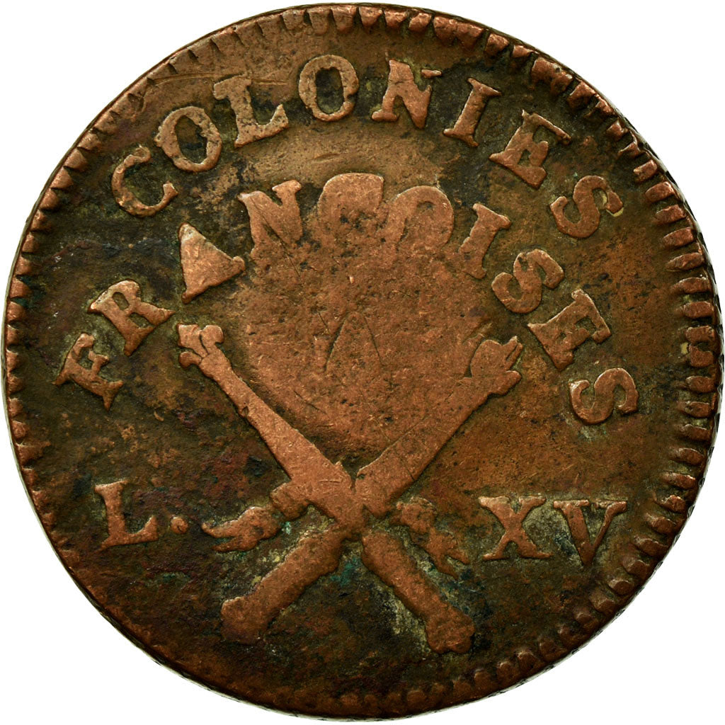 Moneta, Guadalupe, 3 Sols 9 Deniers, 1767, Paris, MB+, Bronzo, KM:1, Lecompte:4