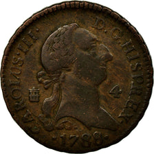Coin, Spain, Charles III, 4 maravedis, 1788, Segovia, EF(40-45), Copper