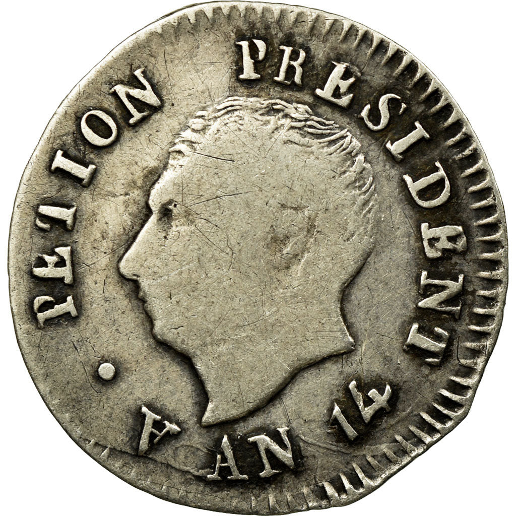 Coin, Haiti, 25 Centimes, AN 14, VF(20-25), Silver, KM:15.1