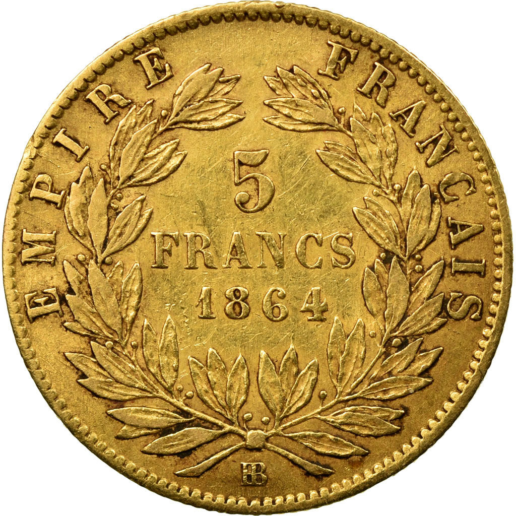 Coin, France, Napoleon III, Napoléon III, 5 Francs, 1864, Strasbourg