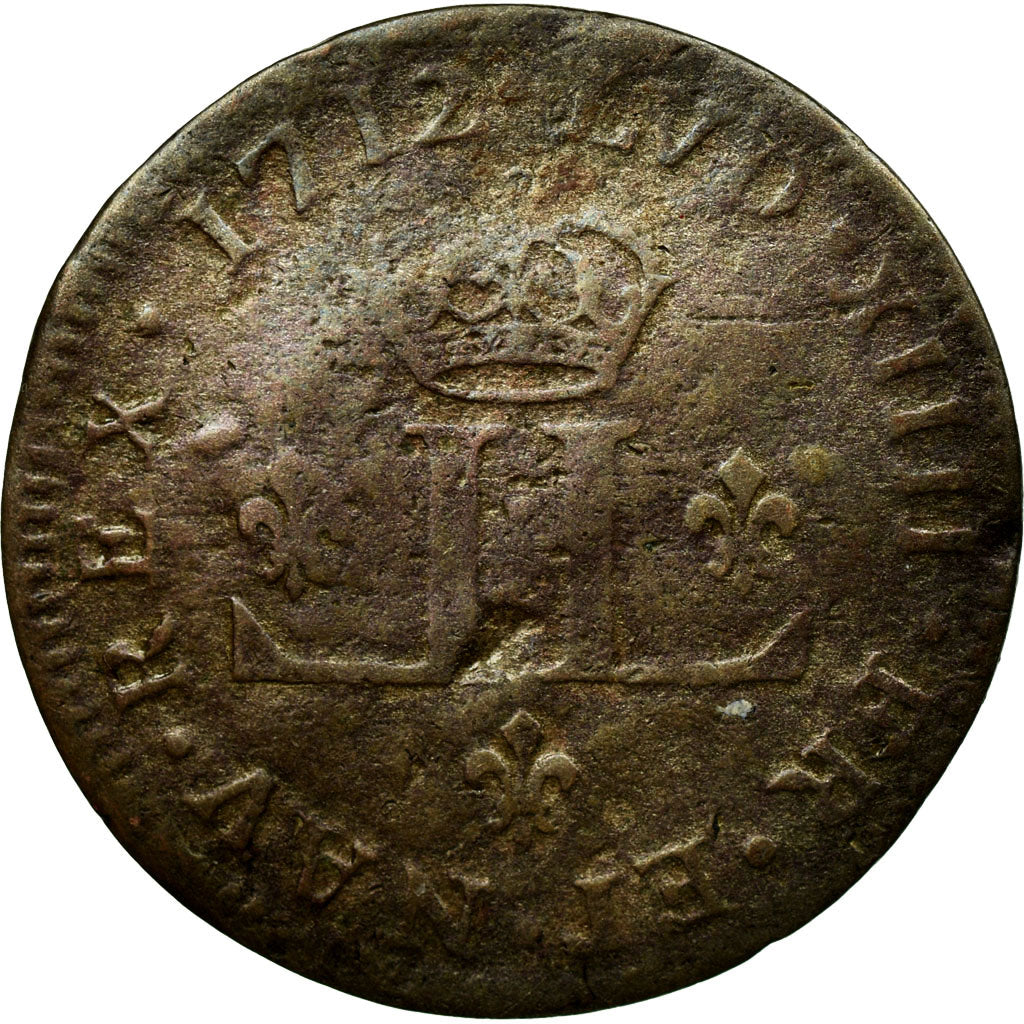 Moeda, França, Louis XIV, XXX Deniers aux 2 L couronnés, 30 Deniers, 1712