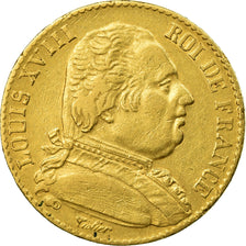 Moneta, Francia, Louis XVIII, Louis XVIII, 20 Francs, 1815, Paris, BB, Oro