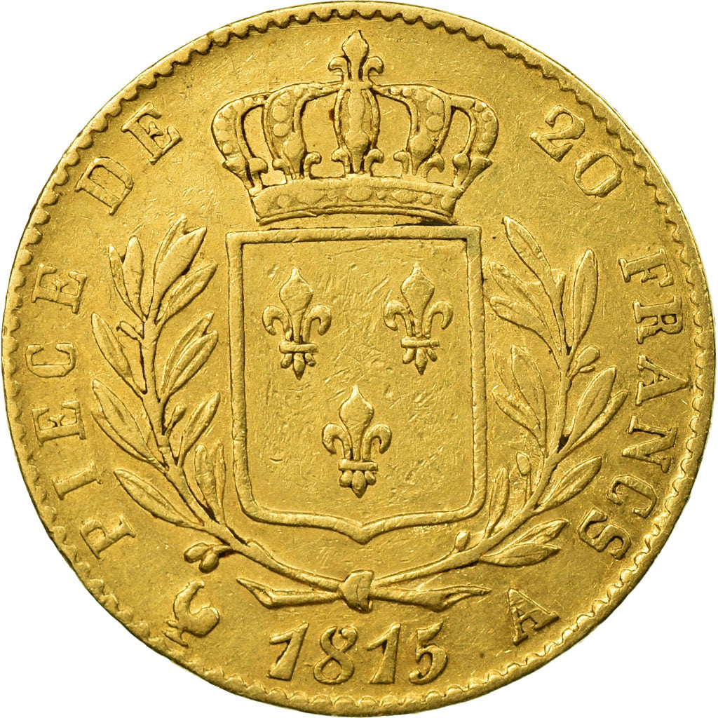 Moneta, Francia, Louis XVIII, Louis XVIII, 20 Francs, 1815, Paris, BB, Oro