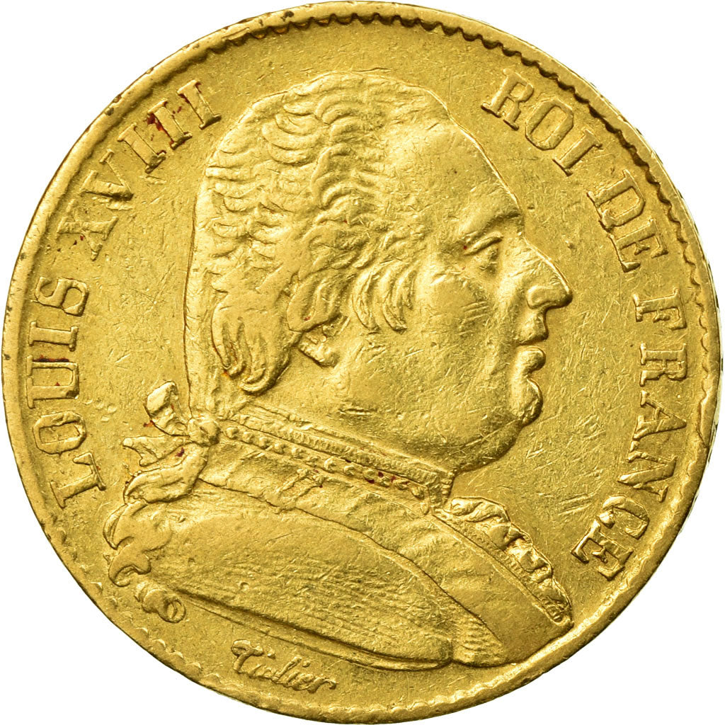 Coin, France, Louis XVIII, Louis XVIII, 20 Francs, 1814, Paris, EF(40-45), Gold