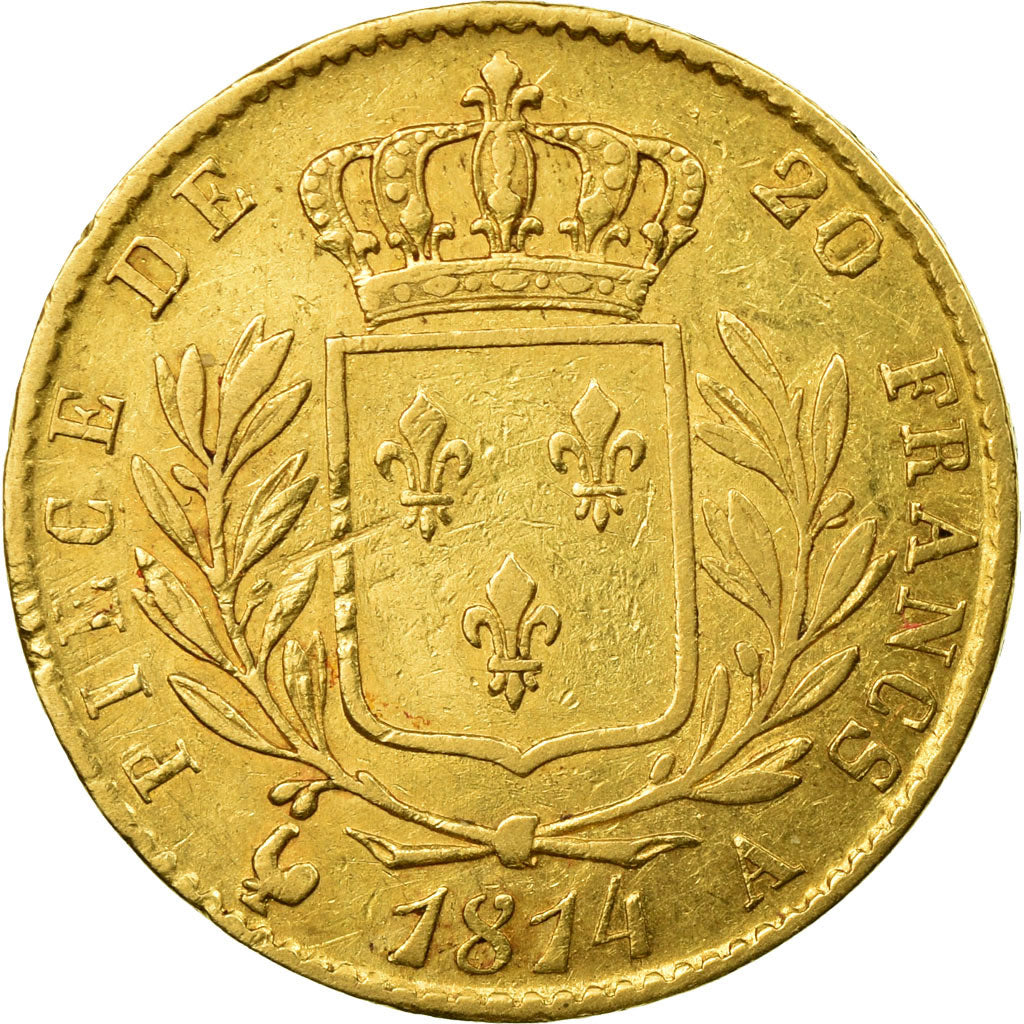 Coin, France, Louis XVIII, Louis XVIII, 20 Francs, 1814, Paris, EF(40-45), Gold