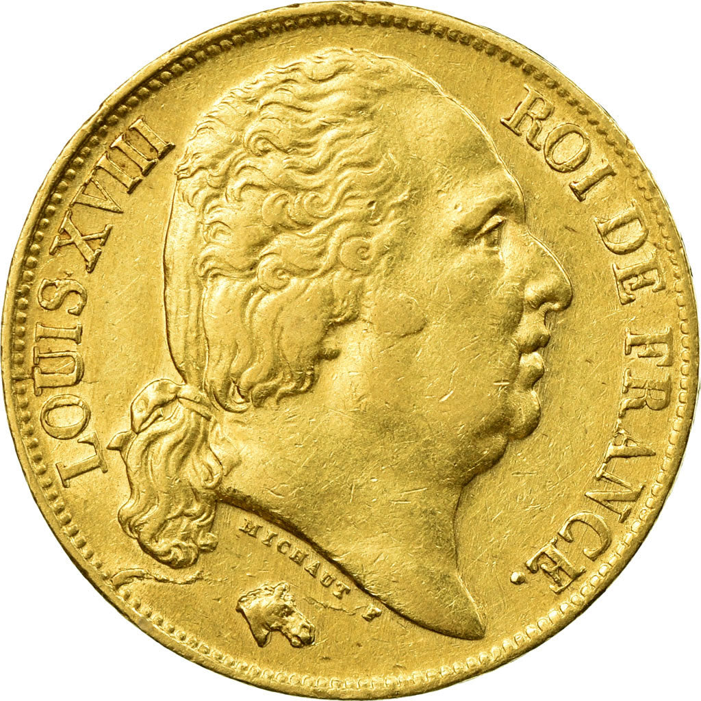 Moneta, Francia, Louis XVIII, Louis XVIII, 20 Francs, 1818, Lille, BB+, Oro