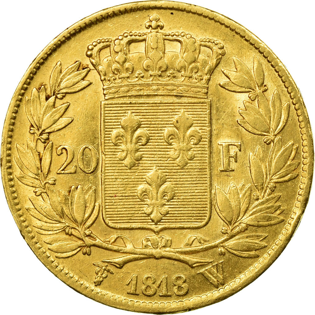 Moneta, Francia, Louis XVIII, Louis XVIII, 20 Francs, 1818, Lille, BB+, Oro