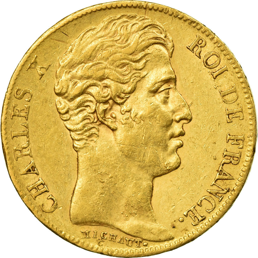 Moneta, Francia, Charles X, 20 Francs, 1827, Paris, BB+, Oro, KM:726.1