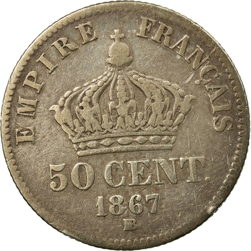 Coin, France, Napoleon III, Napoléon III, 50 Centimes, 1867, Strasbourg
