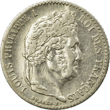 Coin, France, Louis-Philippe, 1/4 Franc, 1842, Rouen, AU(55-58), Silver