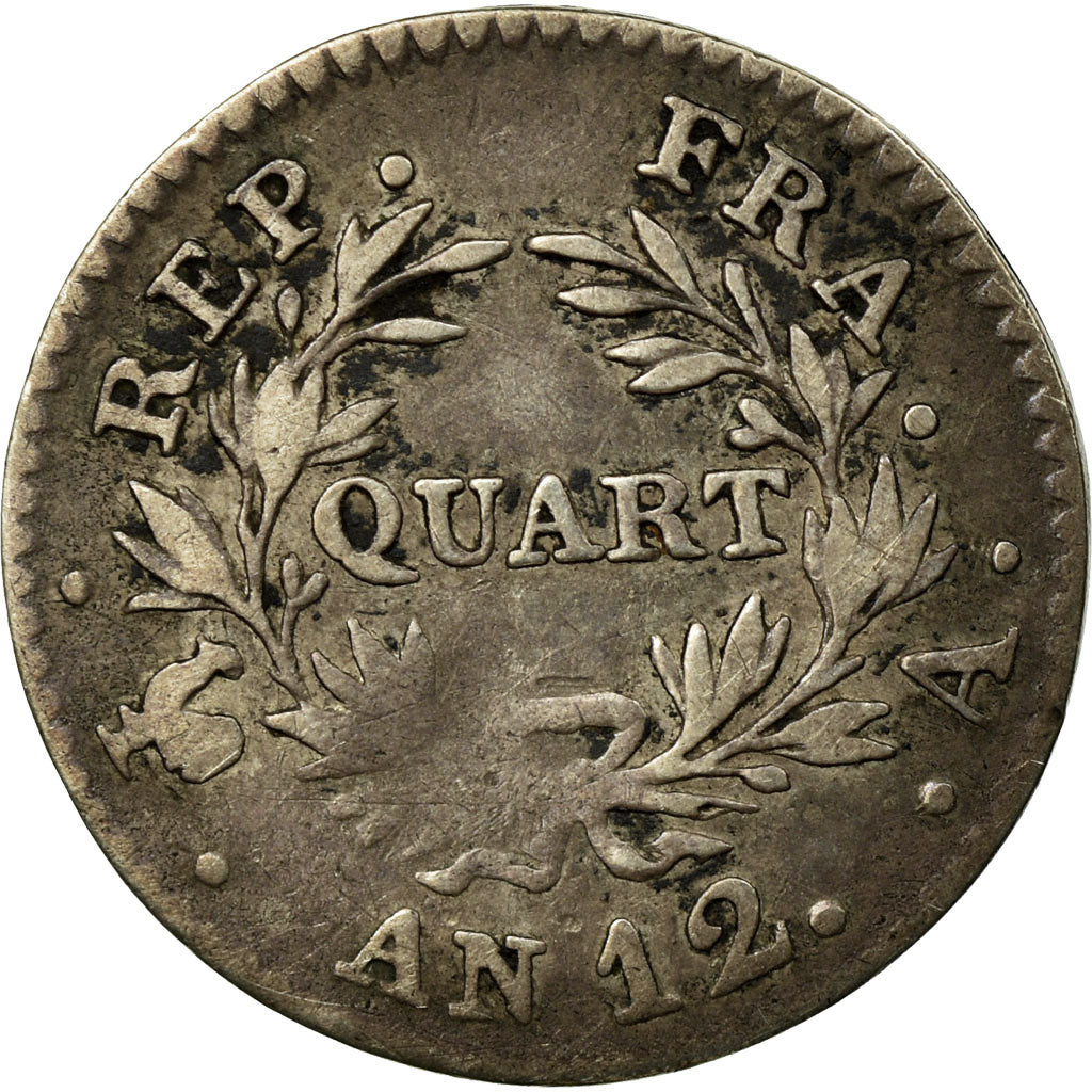 Moeda, França, 1/4 Franc, 1803, Paris, VF(20-25), Prata, KM:653.1, Gadoury:342