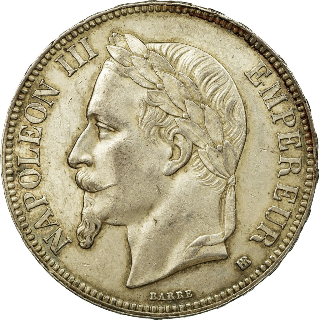 Moeda, França, Napoléon III, 5 Francs, 1868, Strasbourg, AU(55-58), Prata