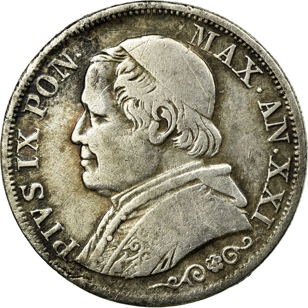 Coin, ITALIAN STATES, PAPAL STATES, Pius IX, Lira, 1866, Rome, VF(30-35)
