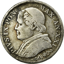 Coin, ITALIAN STATES, PAPAL STATES, Pius IX, Lira, 1866, Rome, VF(30-35)