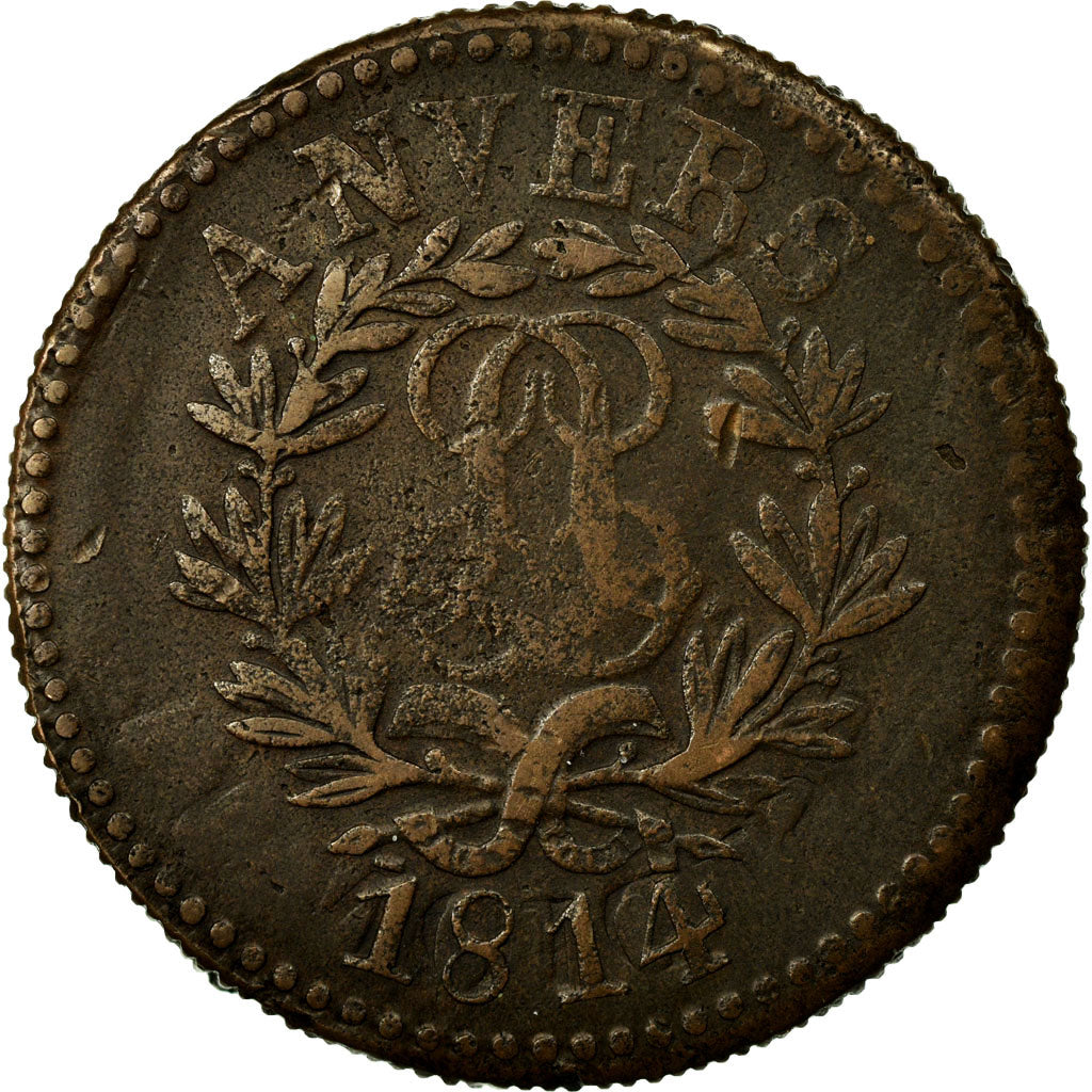 Coin, France, Louis XVIII, 10 Centimes, 1814, Anvers, Extremely rare, VF(30-35)