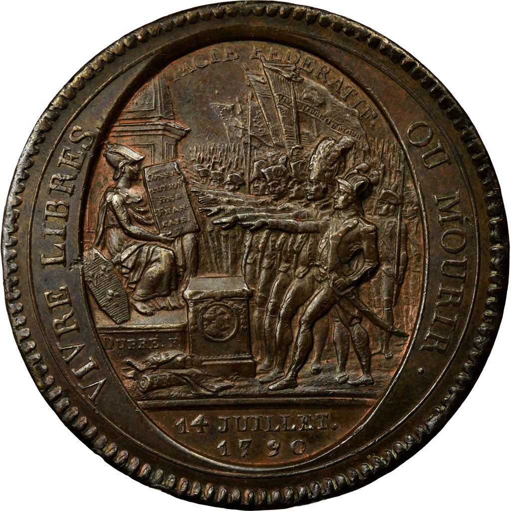 Moeda, França, Monneron, 5 Sols, 1790, Paris, AU(50-53), Bronze