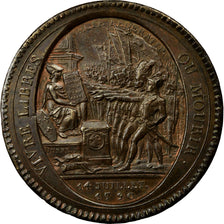 Moeda, França, Monneron, 5 Sols, 1790, Paris, AU(50-53), Bronze