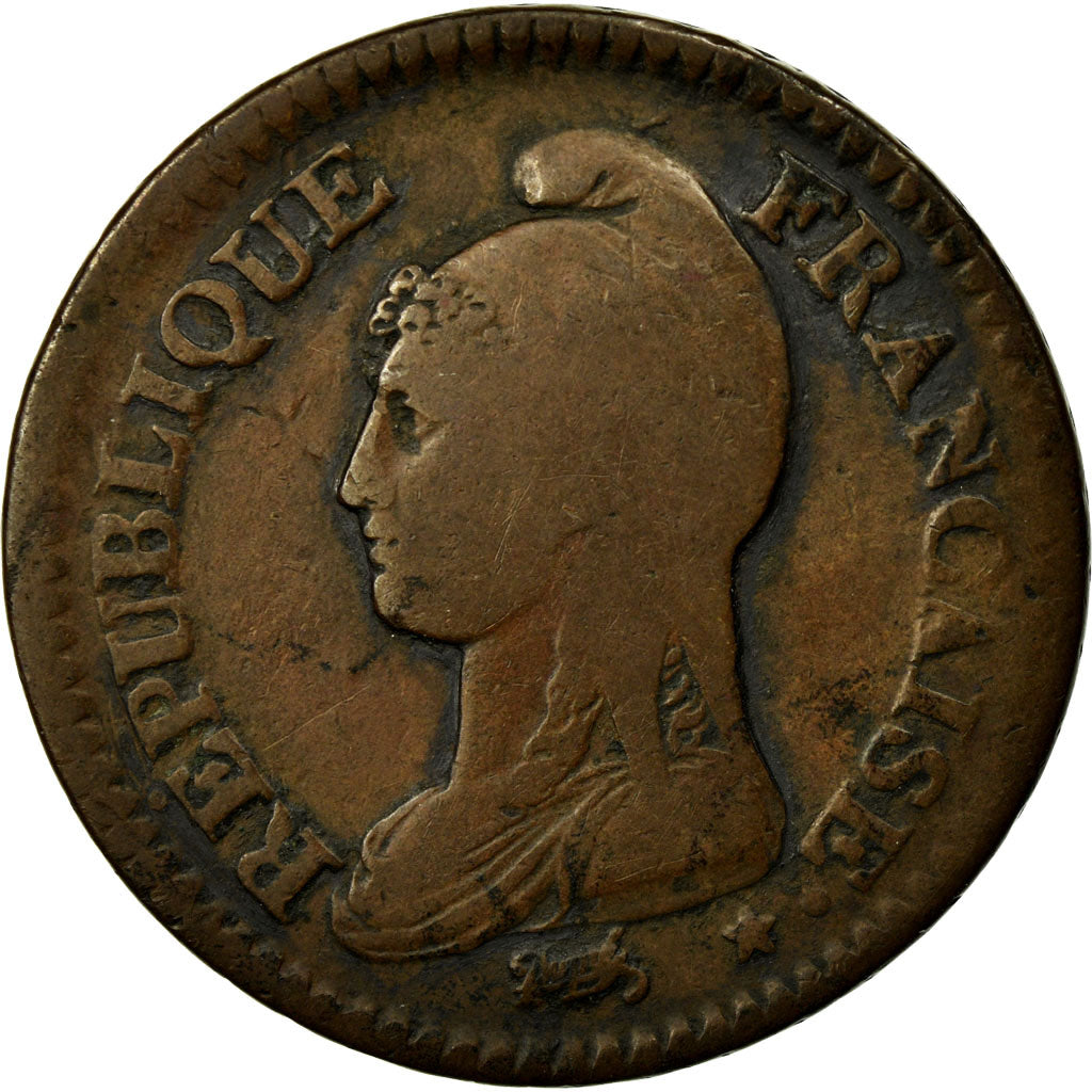 Coin, France, Dupré, Decime, AN 7, Bordeaux, VF(20-25), Bronze, KM:644.8