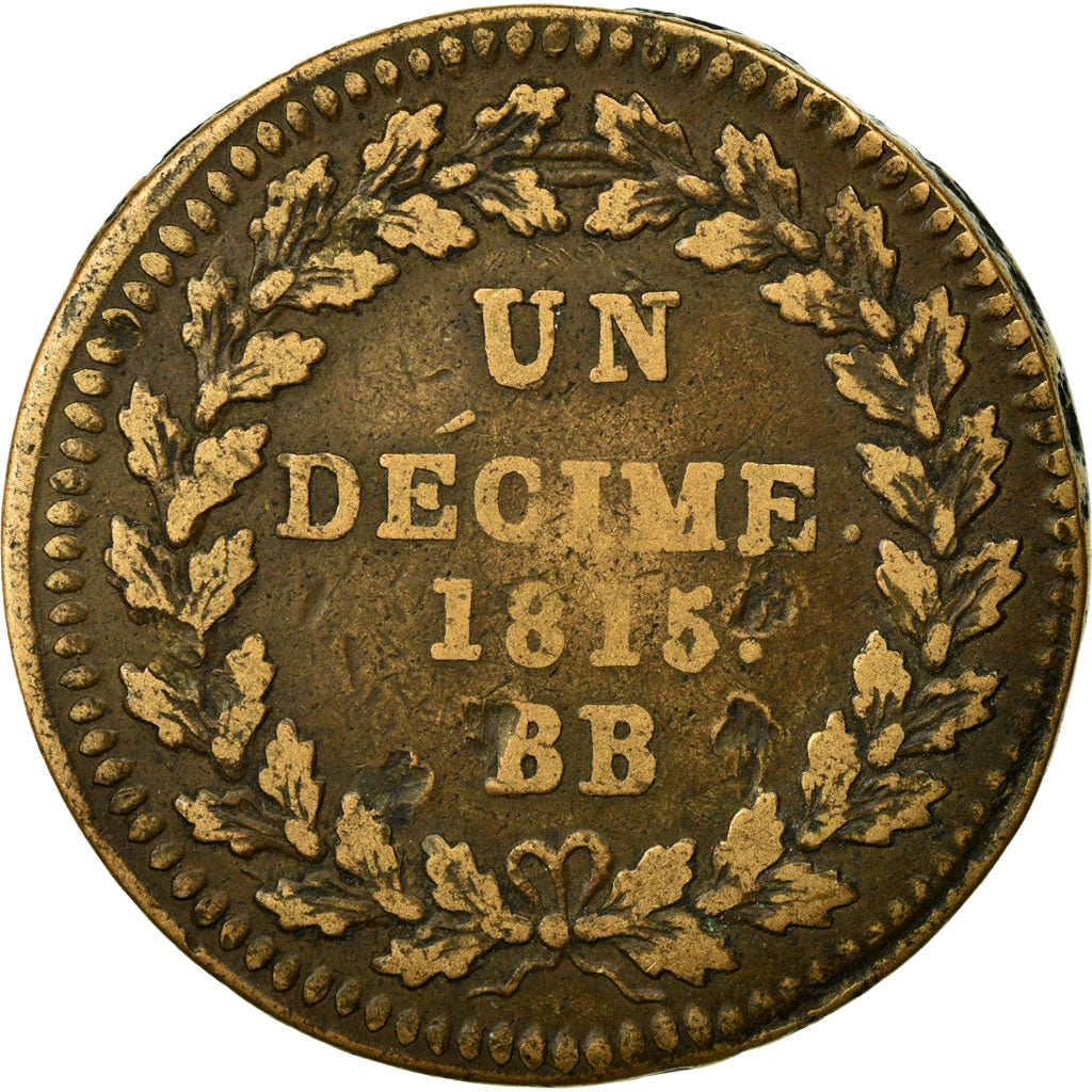 Monnaie, France, Napoleon I, Decime, 1815, Strasbourg, TB, Bronze, Gadoury:195e