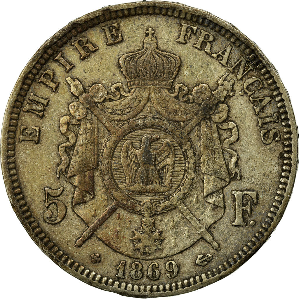 Coin, France, Napoléon III, 5 Francs, 1869, Strasbourg, EF(40-45), Silver