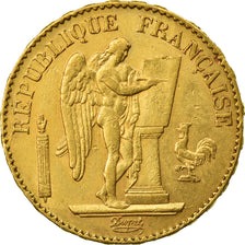 Moneda, Francia, Génie, 20 Francs, 1877, Paris, MBC+, Oro, KM:825, Gadoury:1063