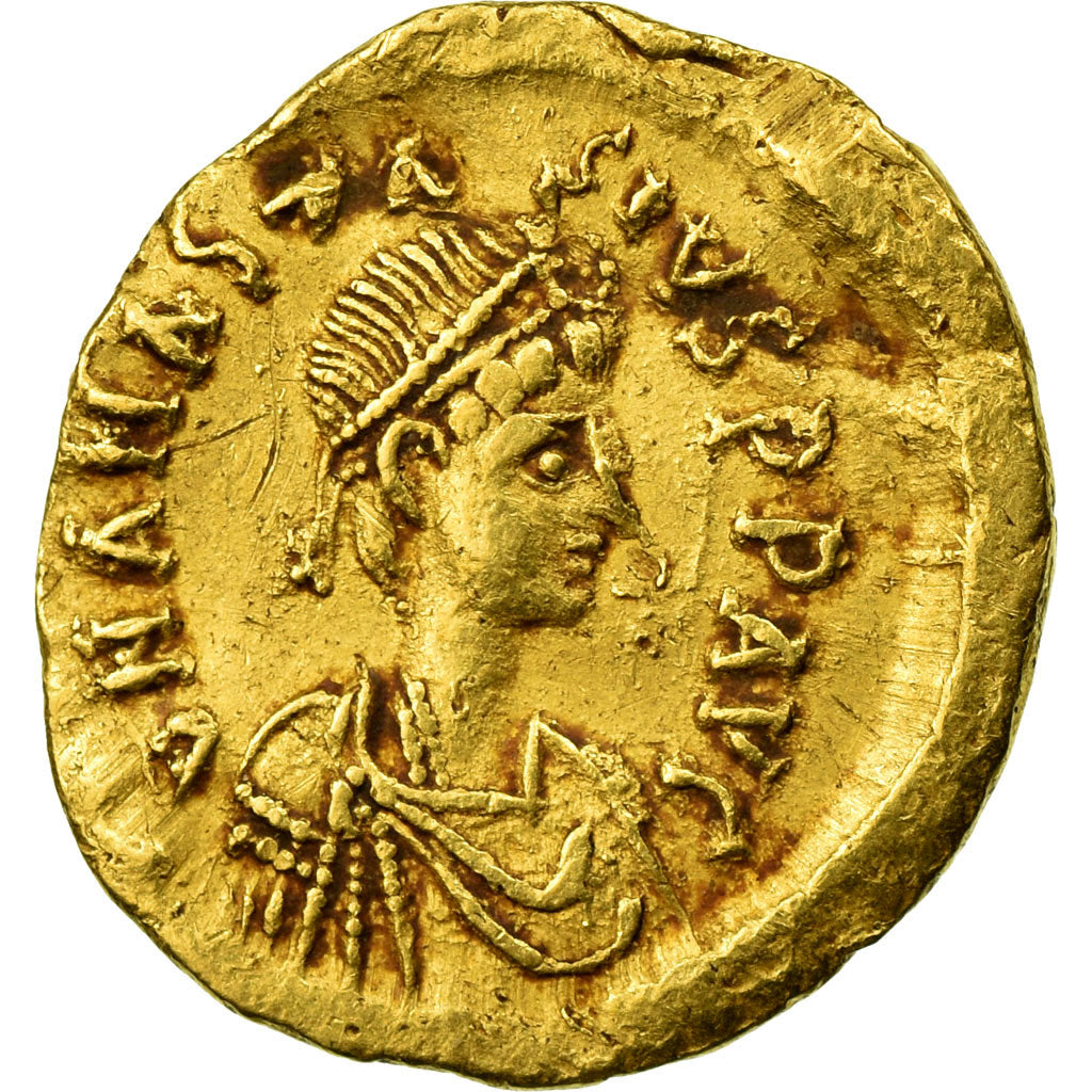 Coin, Anastasius I, Tremissis, 491-518 AD, Constantinople, VF(30-35), Gold