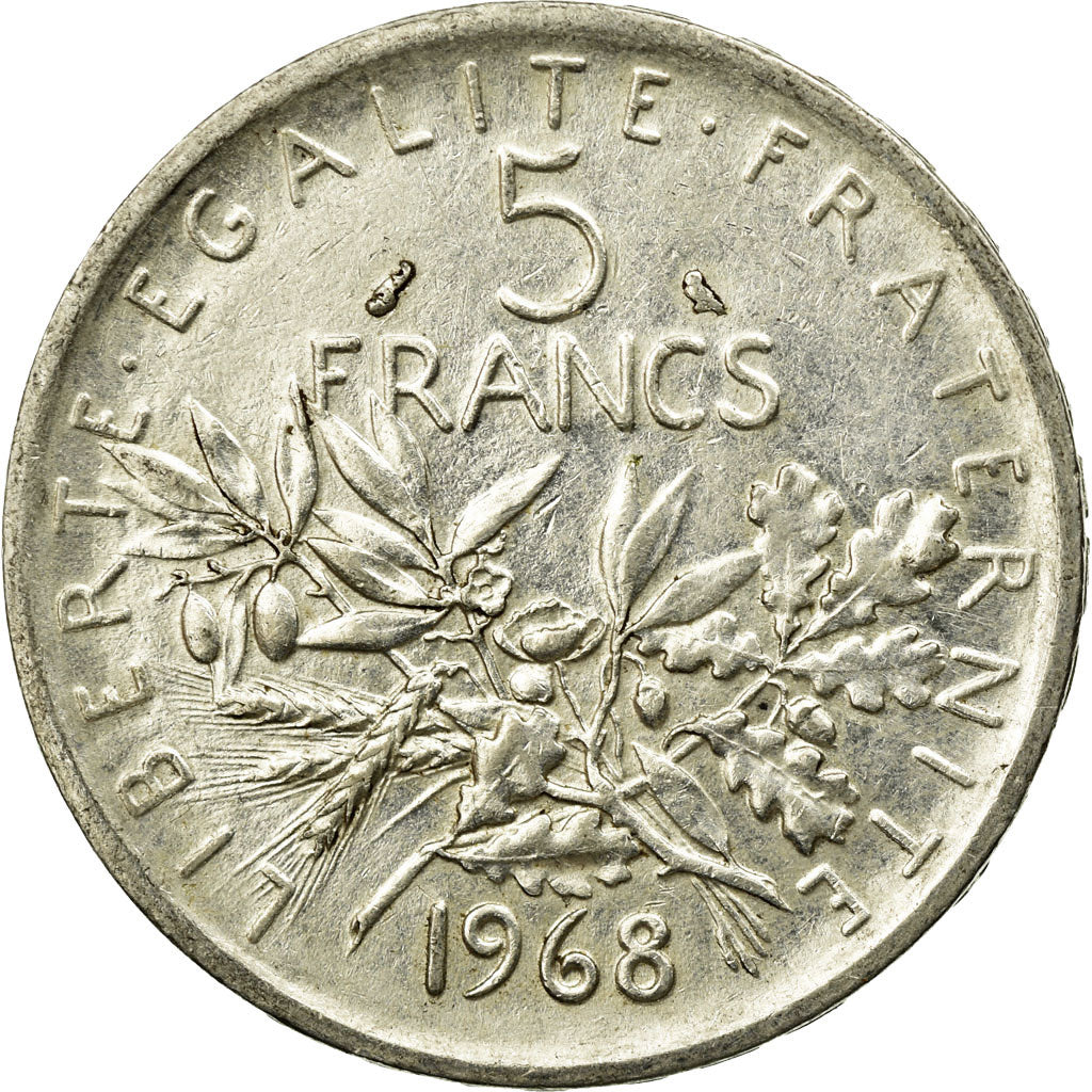 Coin, France, Semeuse, 5 Francs, 1968, Paris, AU(50-53), Silver, KM:926