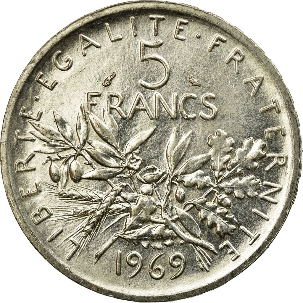 Coin, France, Semeuse, 5 Francs, 1969, Paris, MS(60-62), Silver, KM:926