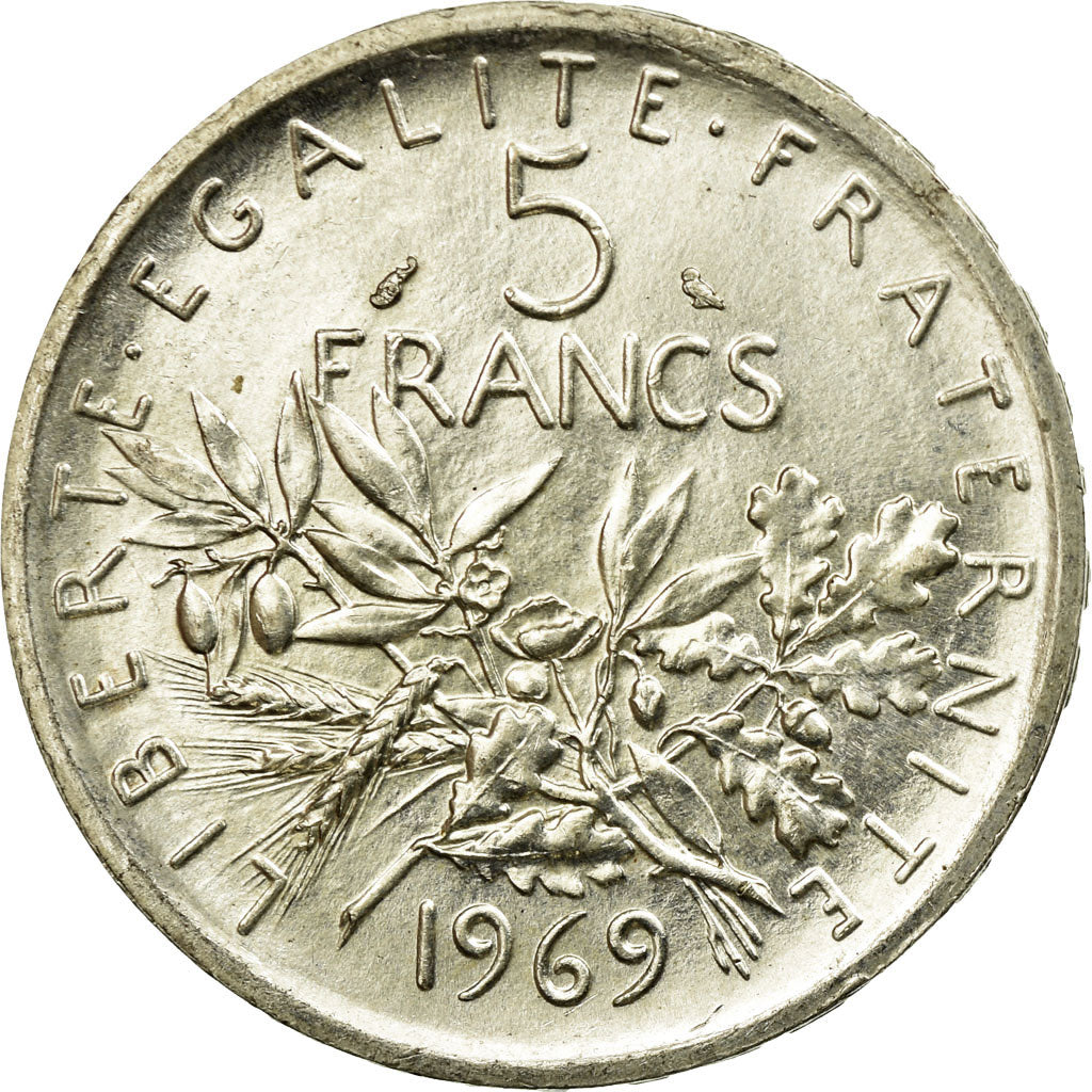 Coin, France, Semeuse, 5 Francs, 1969, Paris, MS(60-62), Silver, KM:926