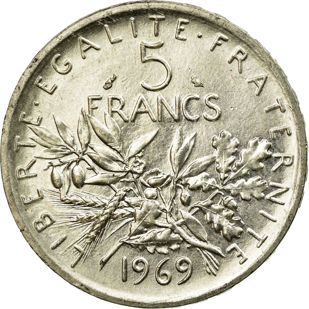 Coin, France, Semeuse, 5 Francs, 1969, Paris, MS(60-62), Silver, KM:926