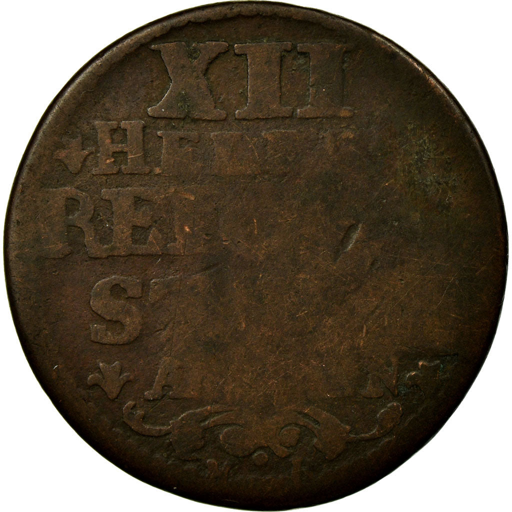 Coin, German States, AACHEN, 12 Heller, 1758, Achen, VF(30-35), Copper, KM:51