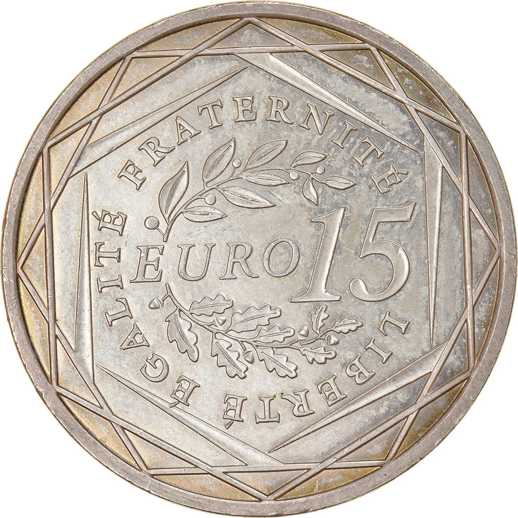 France, 15 Euro, La Semeuse en marche, 2008, Paris, SUP+, Argent, KM:1535