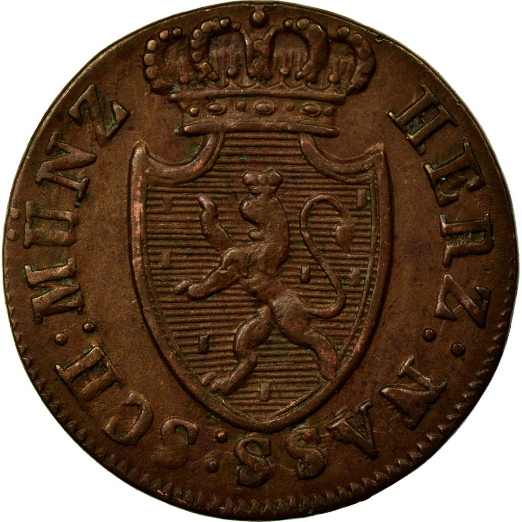 Moeda, Estados Alemães, NASSAU, Wilhelm, 1/4 Kreuzer, 1819, Wiesbaden