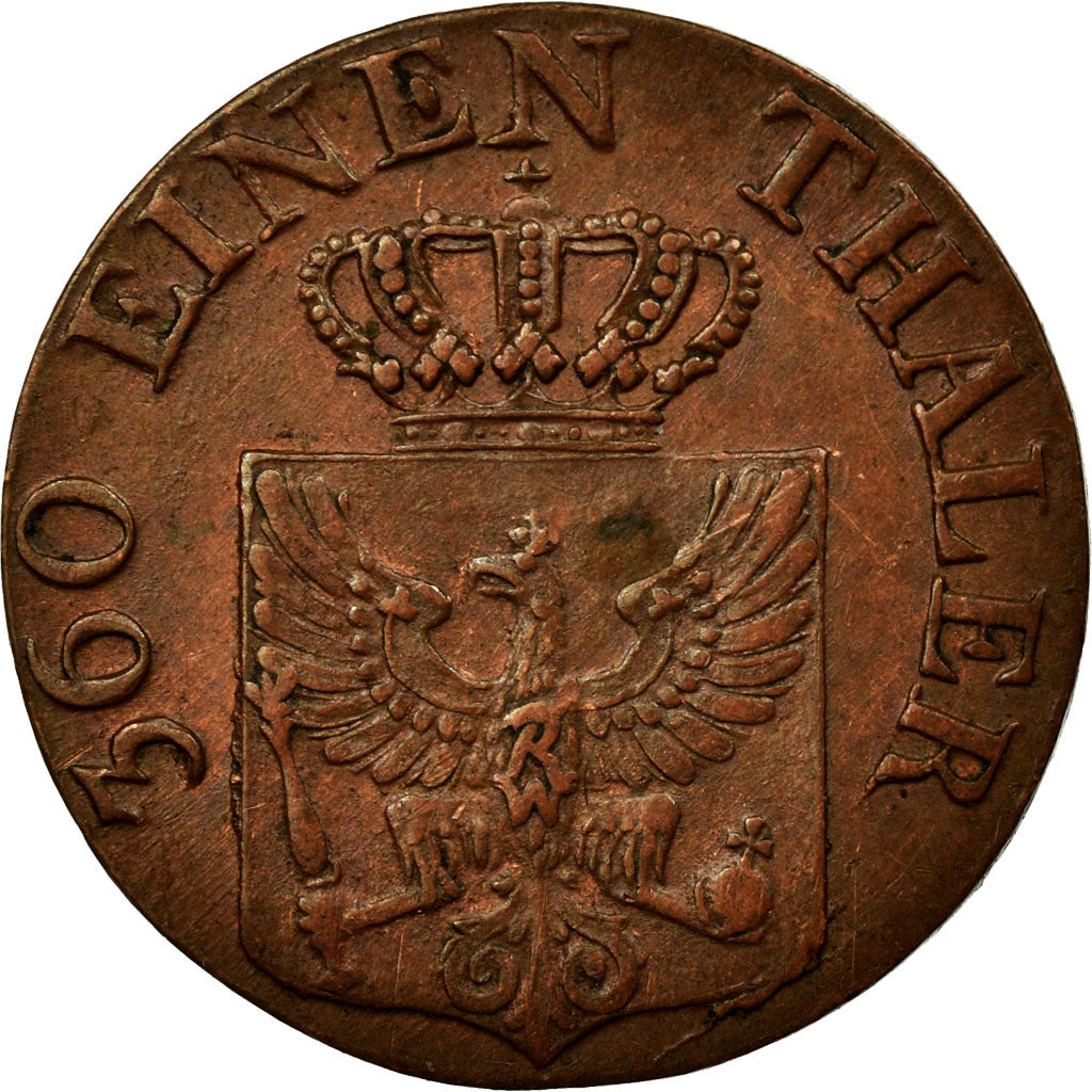 Coin, German States, PRUSSIA, Friedrich Wilhelm III, Pfennig, 1821, AU(50-53)