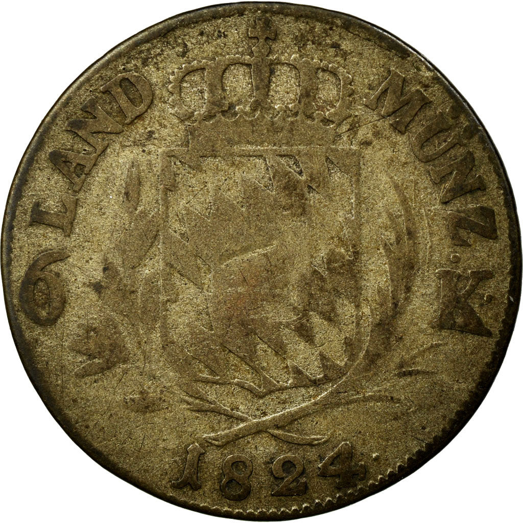 Coin, German States, BAVARIA, Maximilian IV, Josef, 6 Kreuzer, 1824, Munich