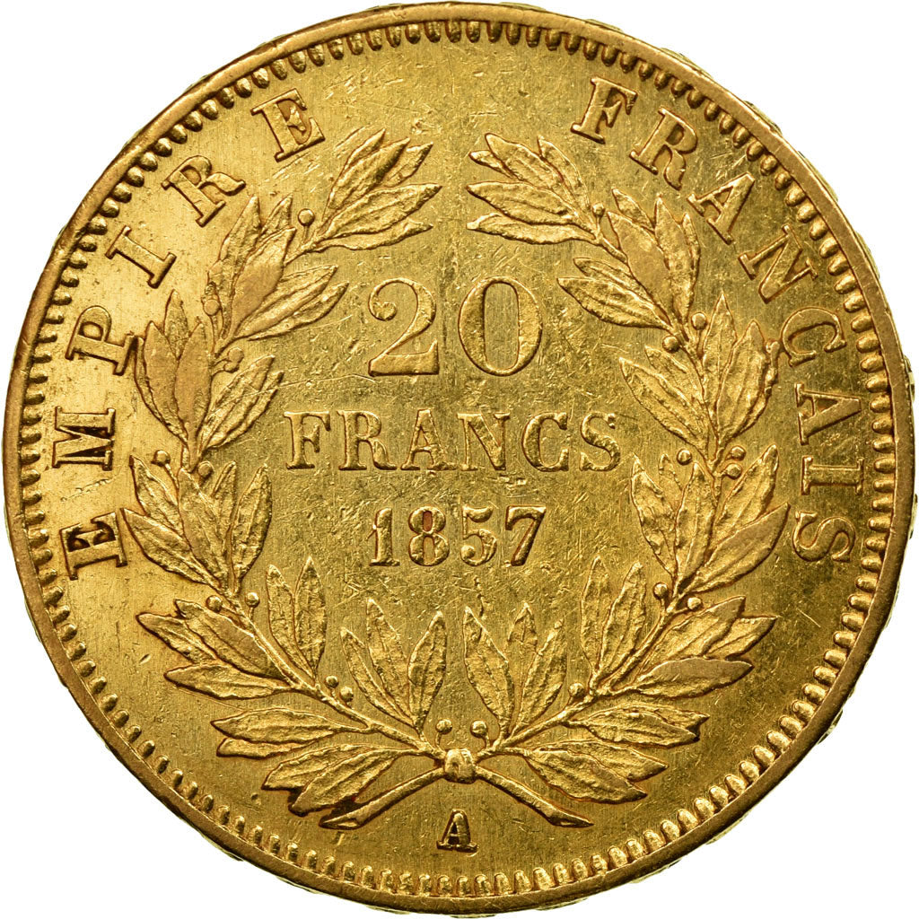 Moneda, Francia, Napoleon III, Napoléon III, 20 Francs, 1857, Paris, MBC, Oro