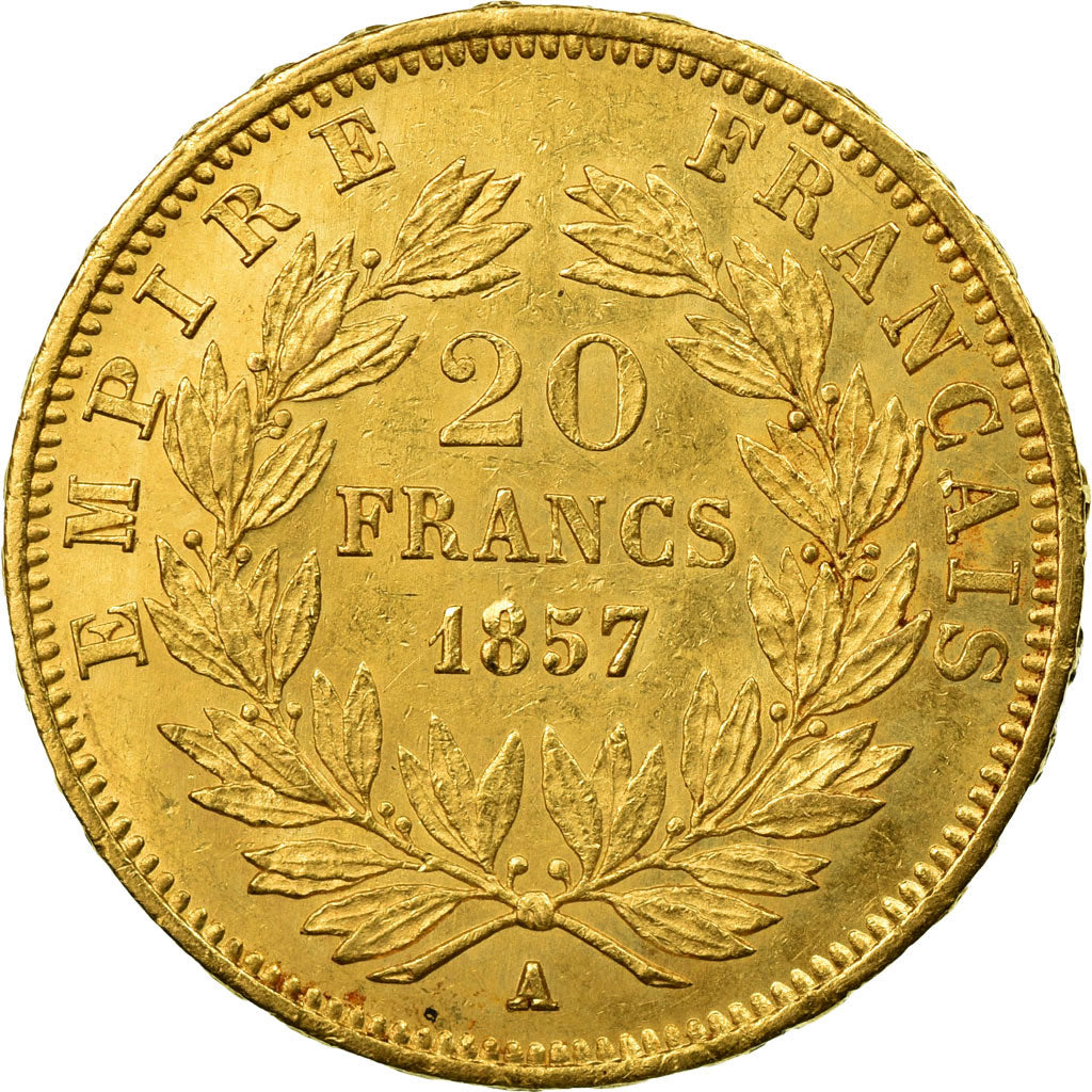 Coin, France, Napoleon III, Napoléon III, 20 Francs, 1857, Paris, AU(50-53)