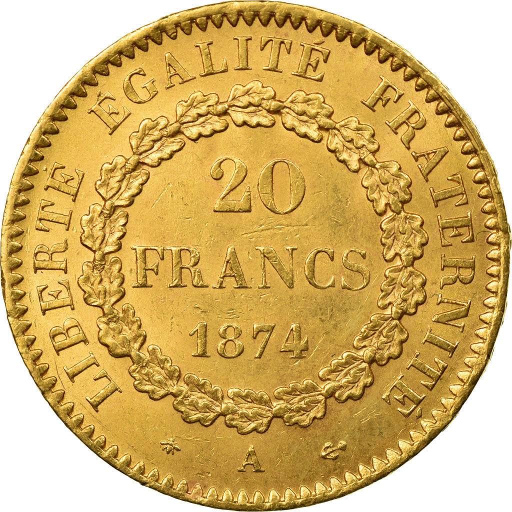 Monnaie, France, Génie, 20 Francs, 1874, Paris, SUP, Or, Gadoury:1063, KM:825
