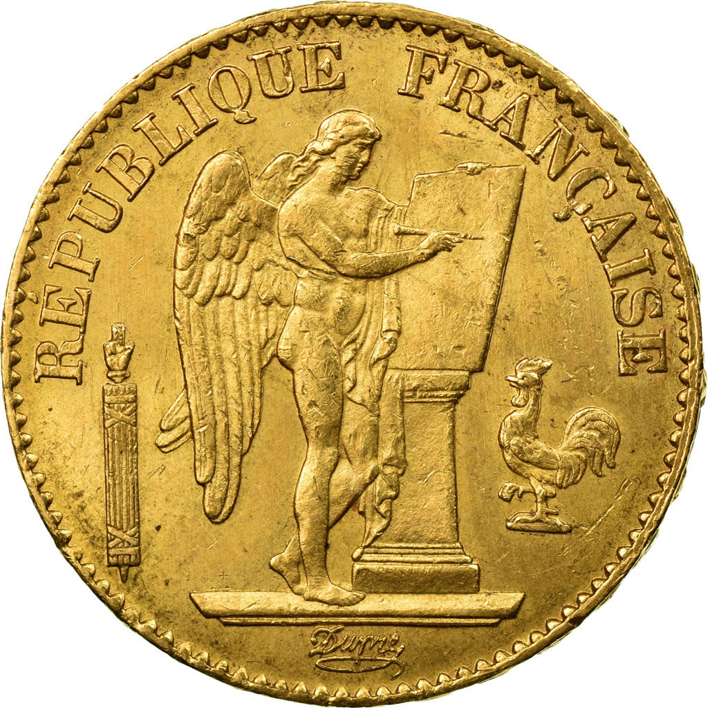 Moeda, França, Génie, 20 Francs, 1875, Paris, AU(50-53), Dourado, KM:825
