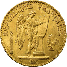 Moeda, França, Génie, 20 Francs, 1875, Paris, AU(50-53), Dourado, KM:825