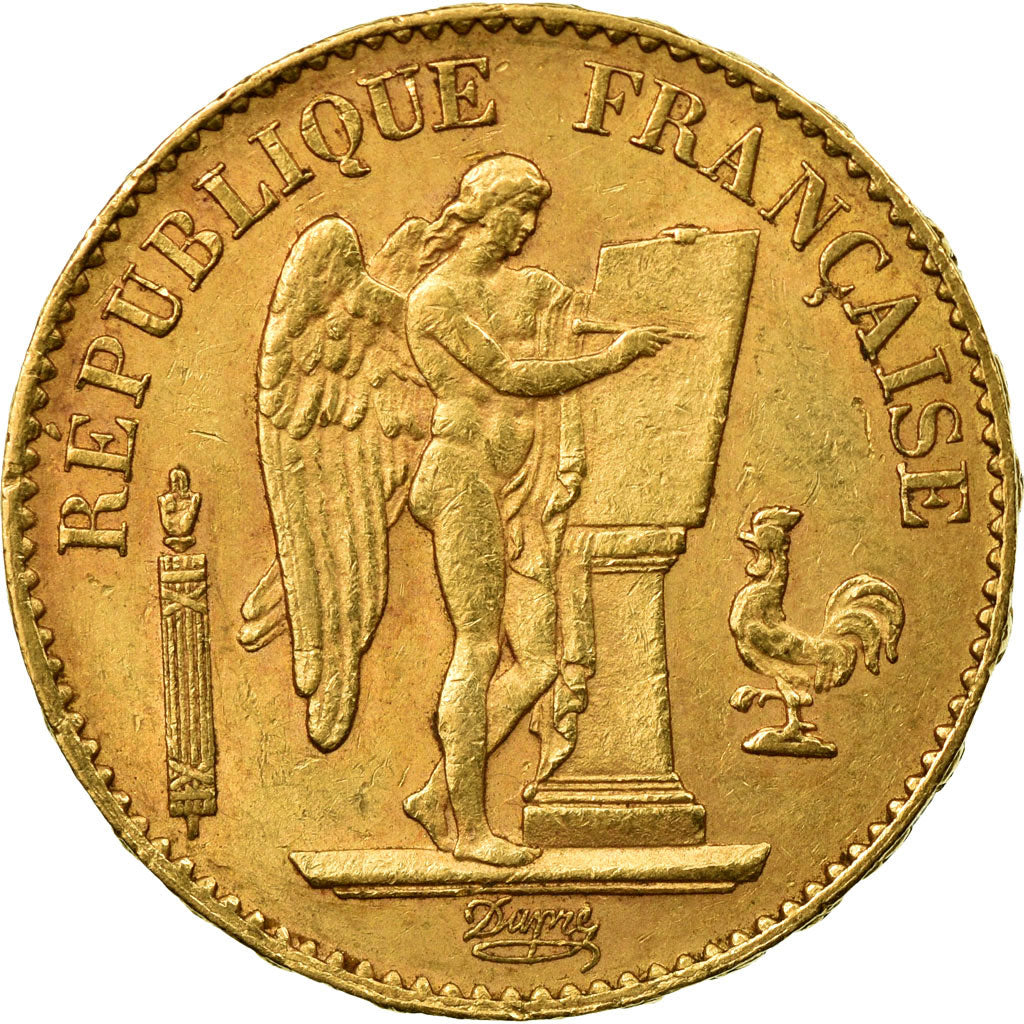 Moneda, Francia, Génie, 20 Francs, 1886, Paris, MBC+, Oro, KM:825, Gadoury:1063