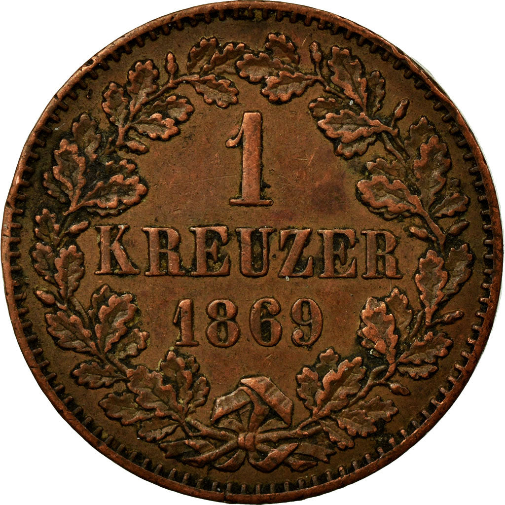 Münze, Deutsch Staaten, BADEN, Friedrich I, Kreuzer, 1869, SS+, Kupfer, KM:242