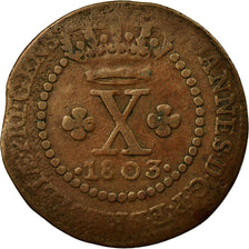 Moneta, Brasile, Joao, 10 Reis, 1803, Lisbon, MB+, Rame, KM:232.1