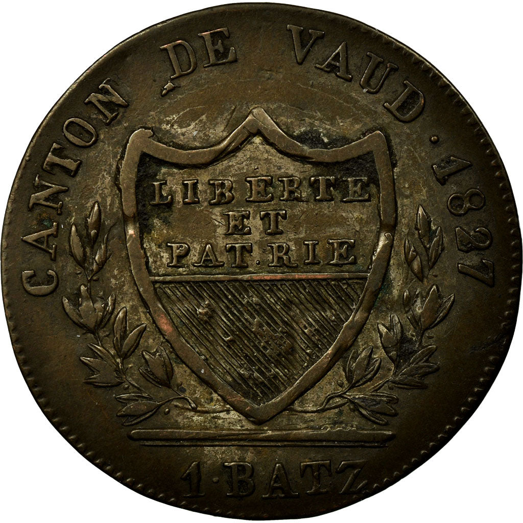 Moneta, Kantony Szwajcarskie, VAUD, Batzen-10 Rappen, 1827, AU(50-53), Bilon