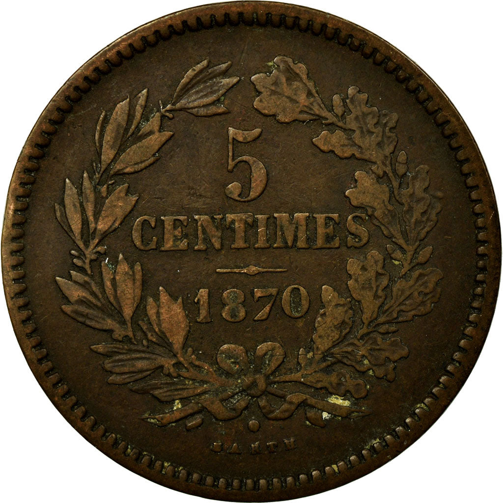Coin, Luxembourg, William III, 5 Centimes, 1870, Utrecht, EF(40-45), Bronze