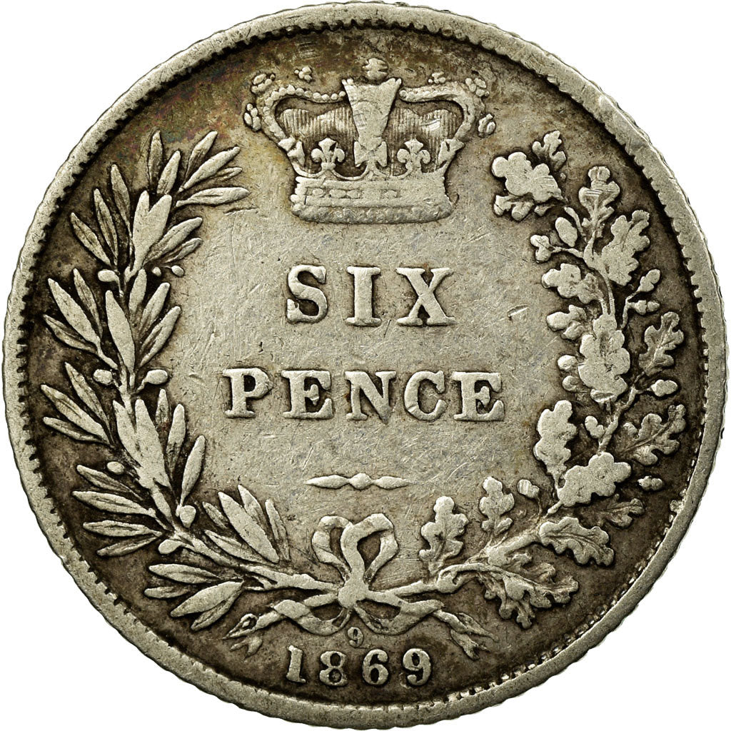 Coin, Great Britain, Victoria, 6 Pence, 1869, VF(30-35), Silver, KM:751.1