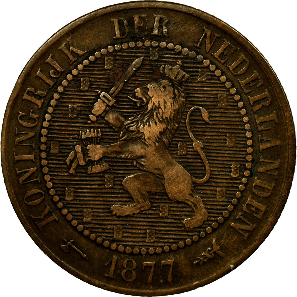 Monnaie, Pays-Bas, William III, 2-1/2 Cent, 1877, TTB+, Bronze, KM:108.1